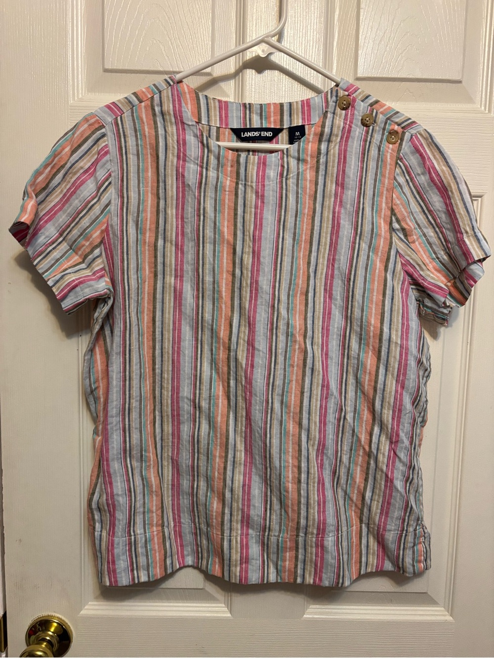 Women’s Land’s End Multicolor Striped Linen Top - Medium